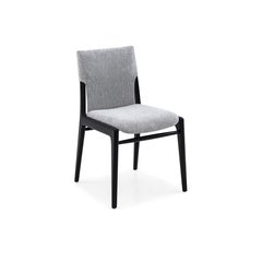 Pair of Customizable Dining Chairs in Black Matte and Grey Fabric – Tress Line