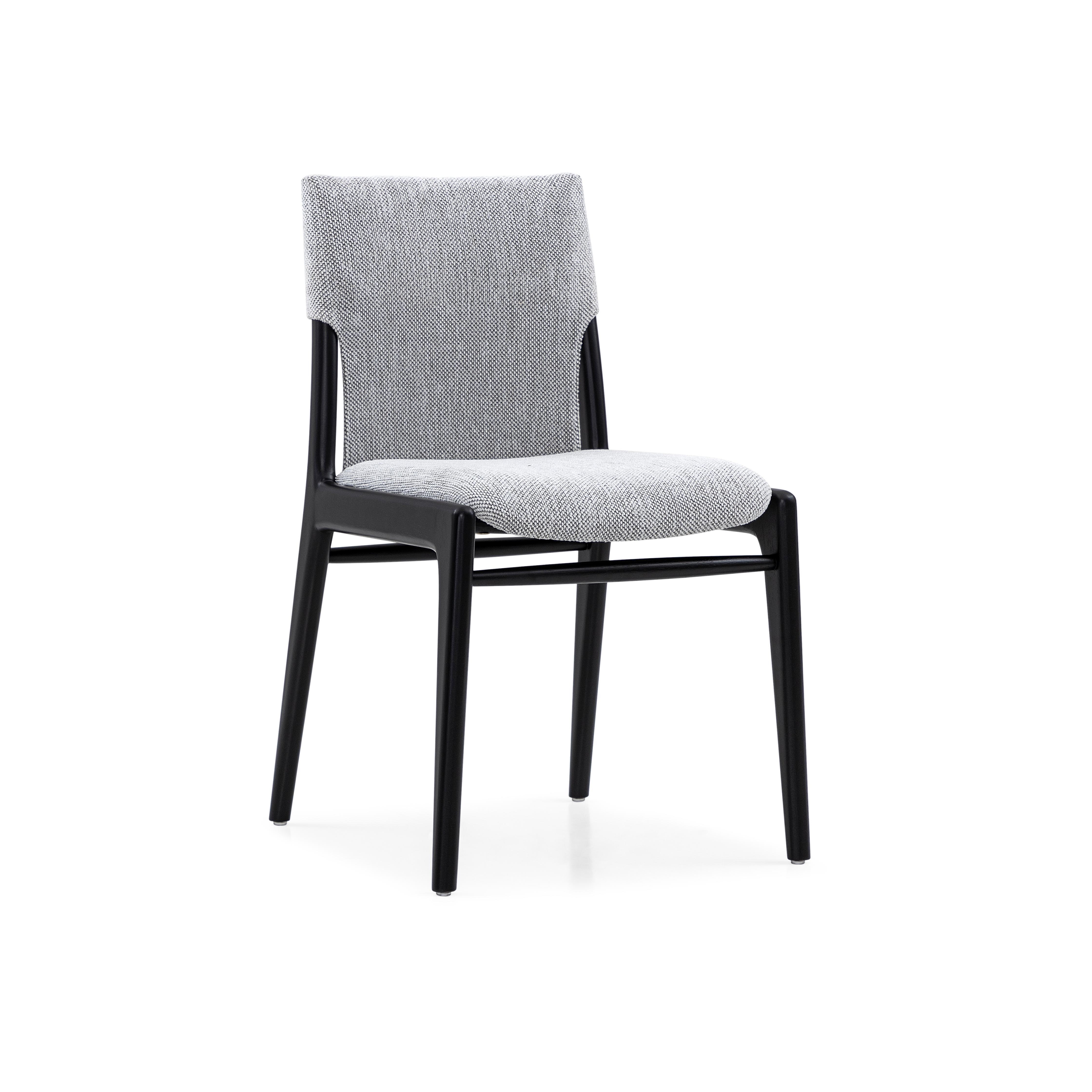 Moderno Coppia di sedie da pranzo personalizzabili in tessuto nero opaco e grigio - Tress Line in vendita