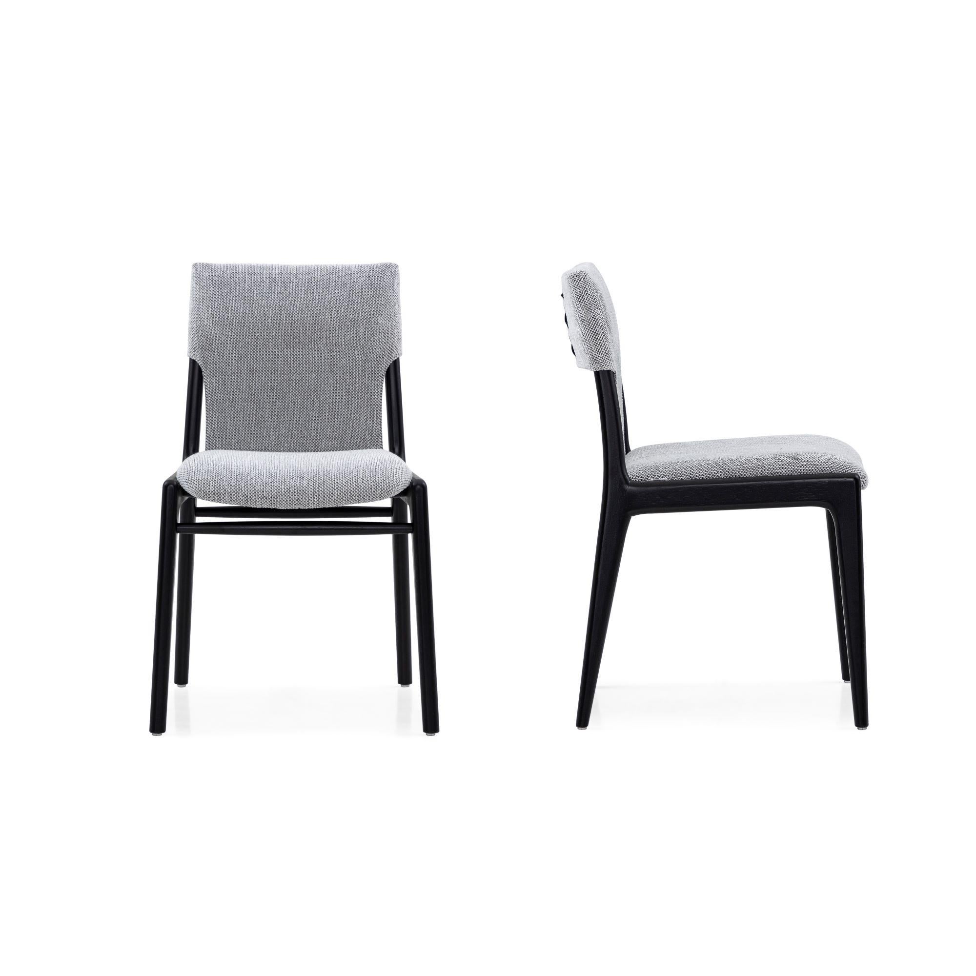 Dipinto Coppia di sedie da pranzo personalizzabili in tessuto nero opaco e grigio - Tress Line in vendita