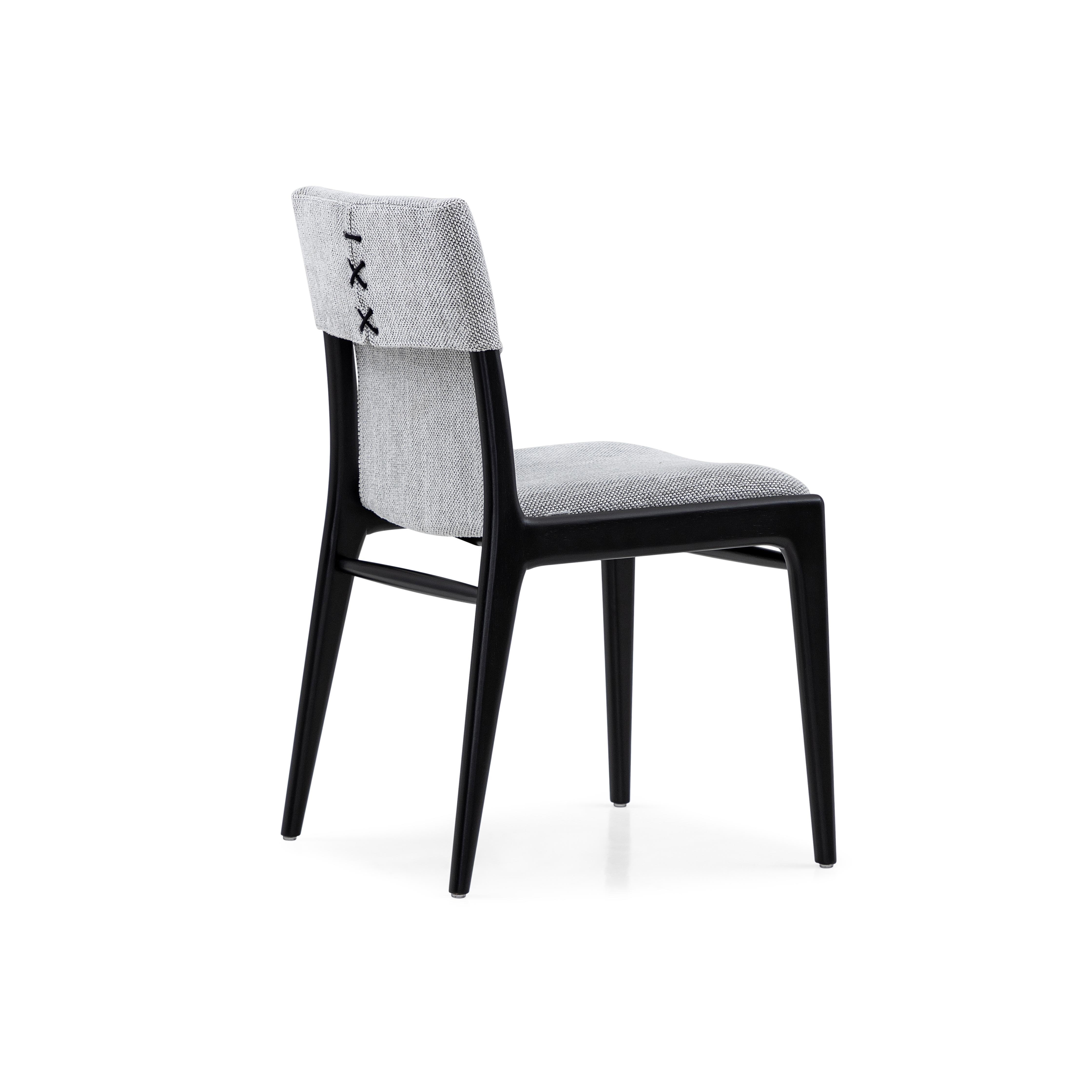 Coppia di sedie da pranzo personalizzabili in tessuto nero opaco e grigio - Tress Line in vendita 1