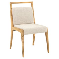 Pair of Customizable Teak Dining Chairs with Beige Upholstery – Sotto Collection