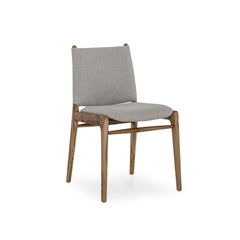 Pair of Customizable Teak Dining Chairs with Oatmeal Upholstery - Cappio Line
