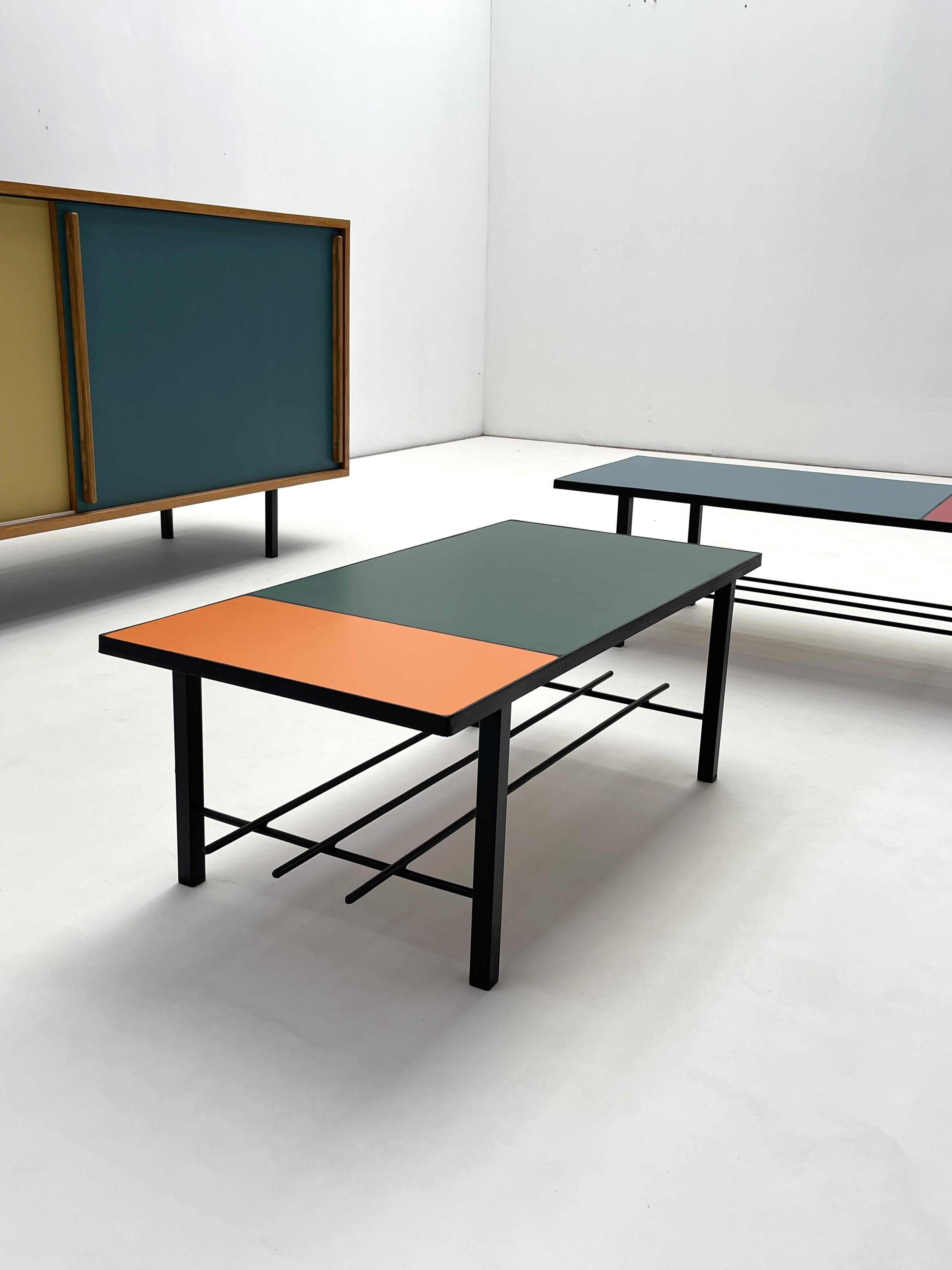 Mid-17th Century Pair of customized Formica coffee tables (2 sizes) For Sale