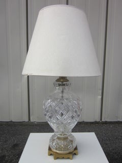 Pair of Cut Crystal and Brass Lamps