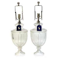 Pair of Cut Crystal Baluster Urn Lamps, by Ralph Lauren 