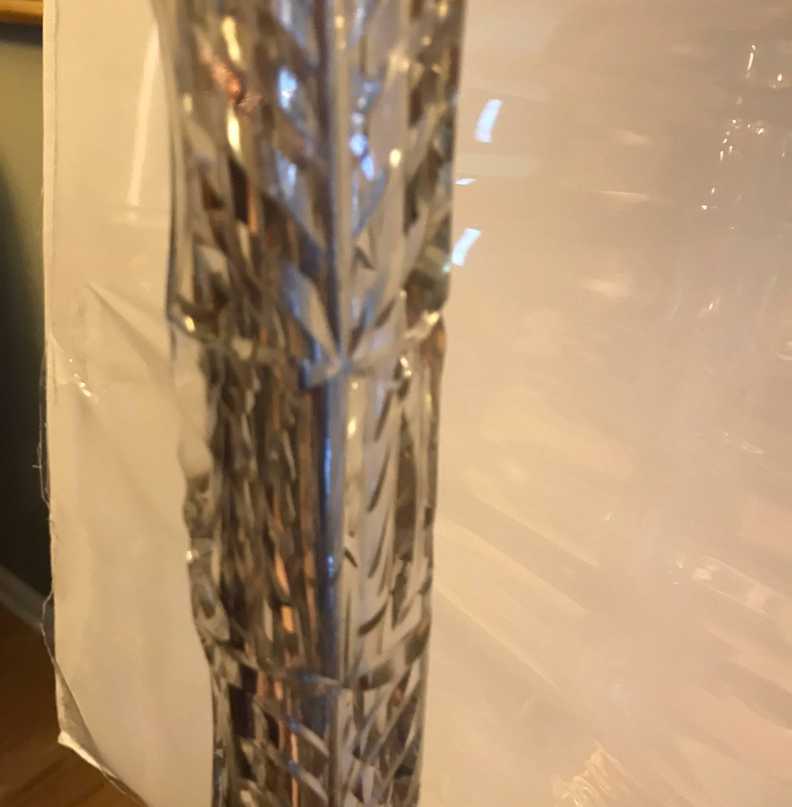 Pair of Cut Crystal Custom Column Lamps 3