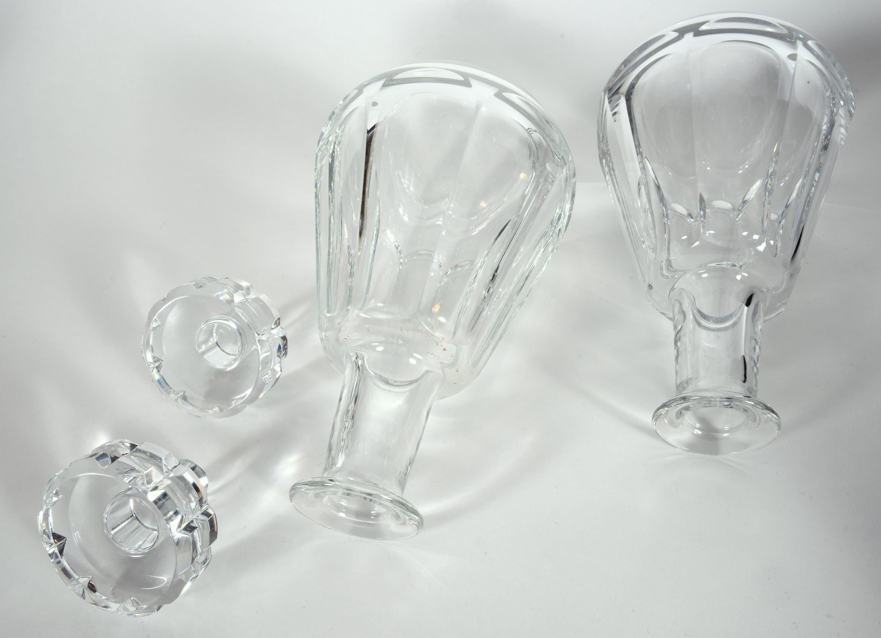 French Pair of Cut Crystal Drinks Baccarat Decanters