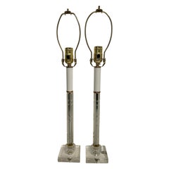 Pair of Cut Crystal & Glass Boudoir Lamps