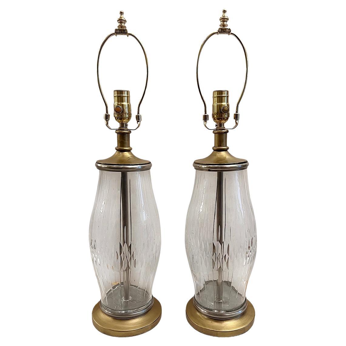 Pair of Cut Crystal Lamps