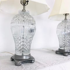 Paire de lampes de table en cristal taillé