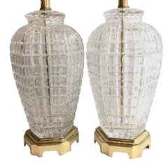 Vintage Pair of Cut Crystal Table Lamps