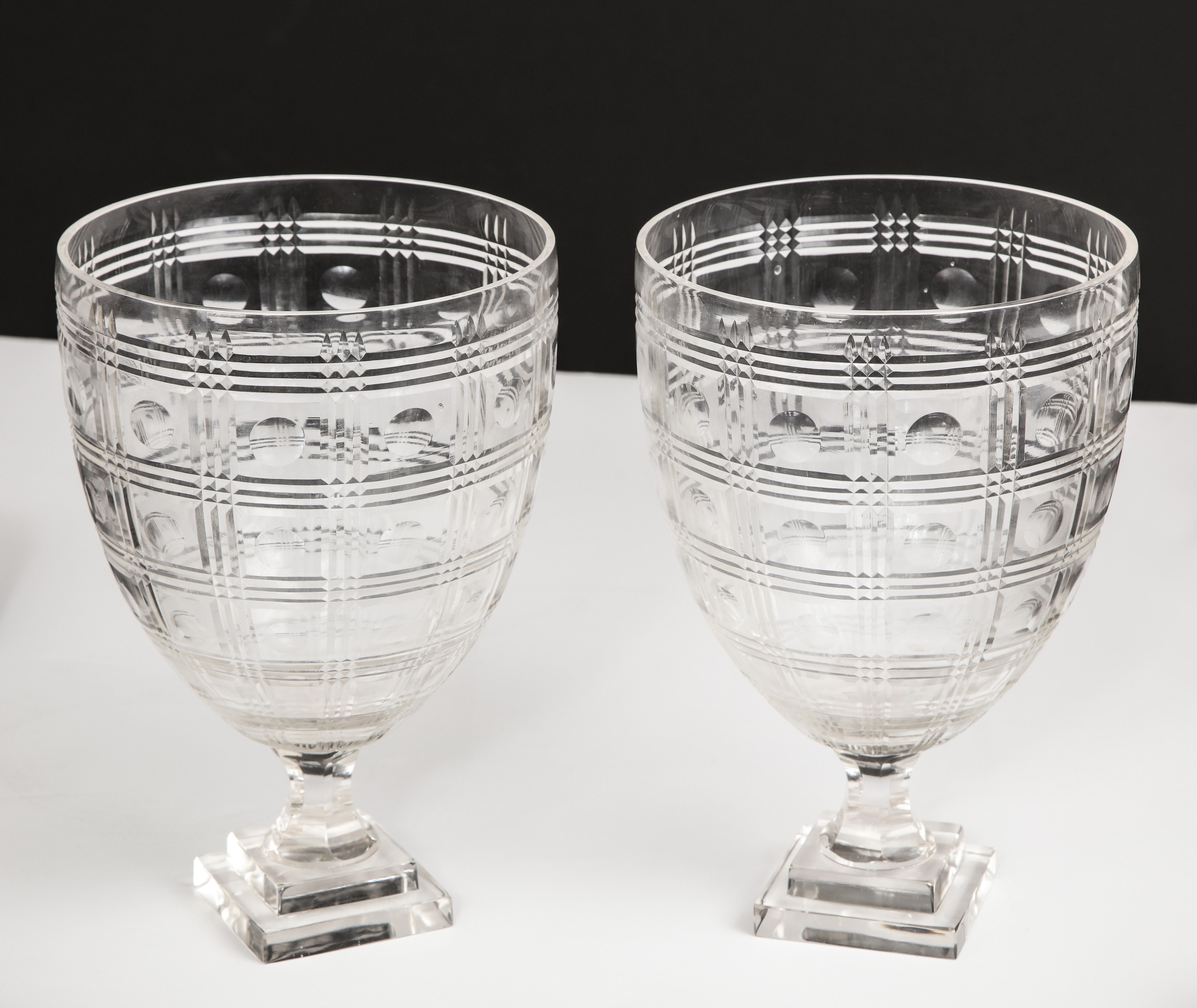 Pair of Cut Crystal Urns For Sale 2