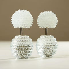Pair of Cut-glass 'Dandelion' table lamps with glass crystal shade