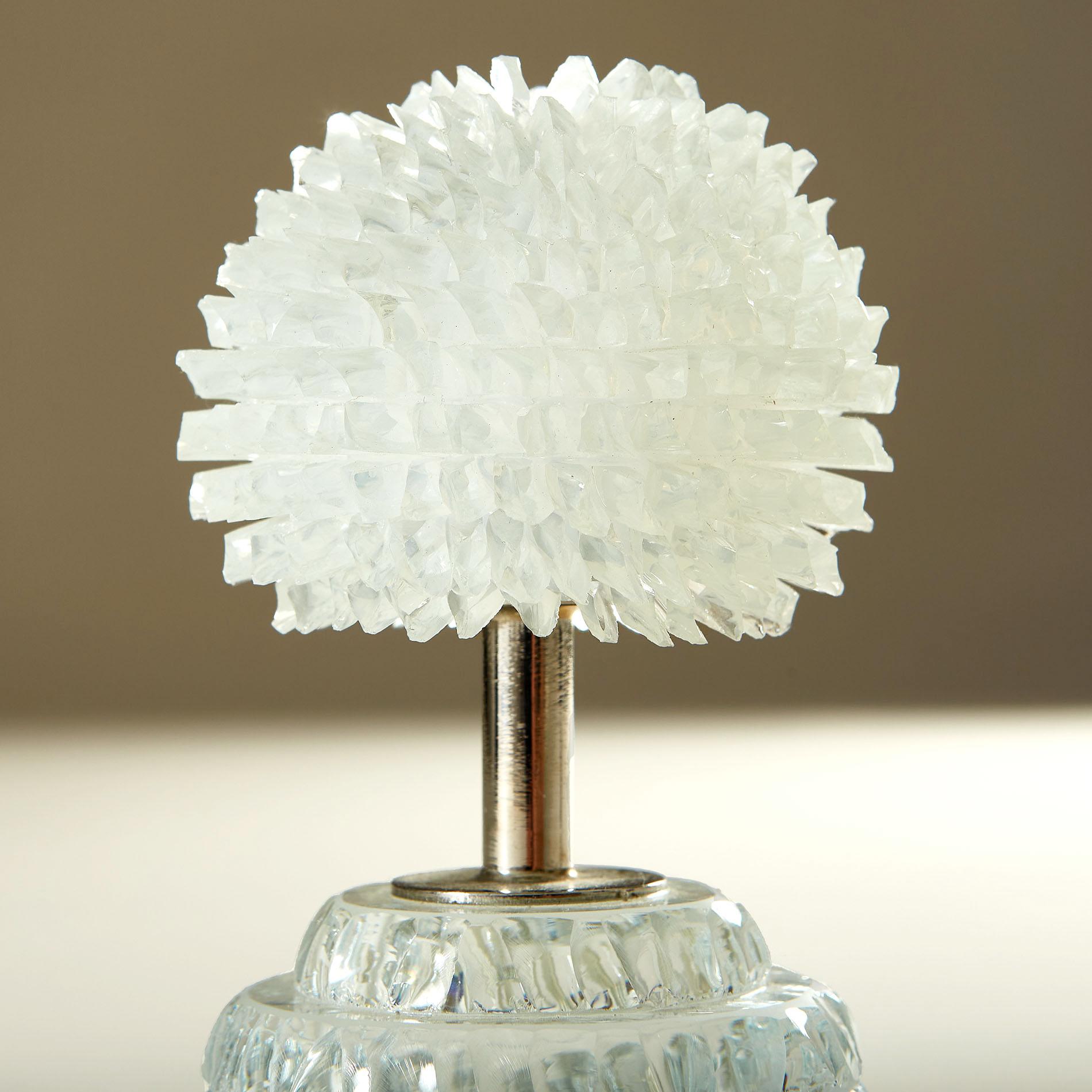 Pair of Cut-glass 'Dandelion' table lamps with glass crystal shade In Excellent Condition For Sale In London, GB