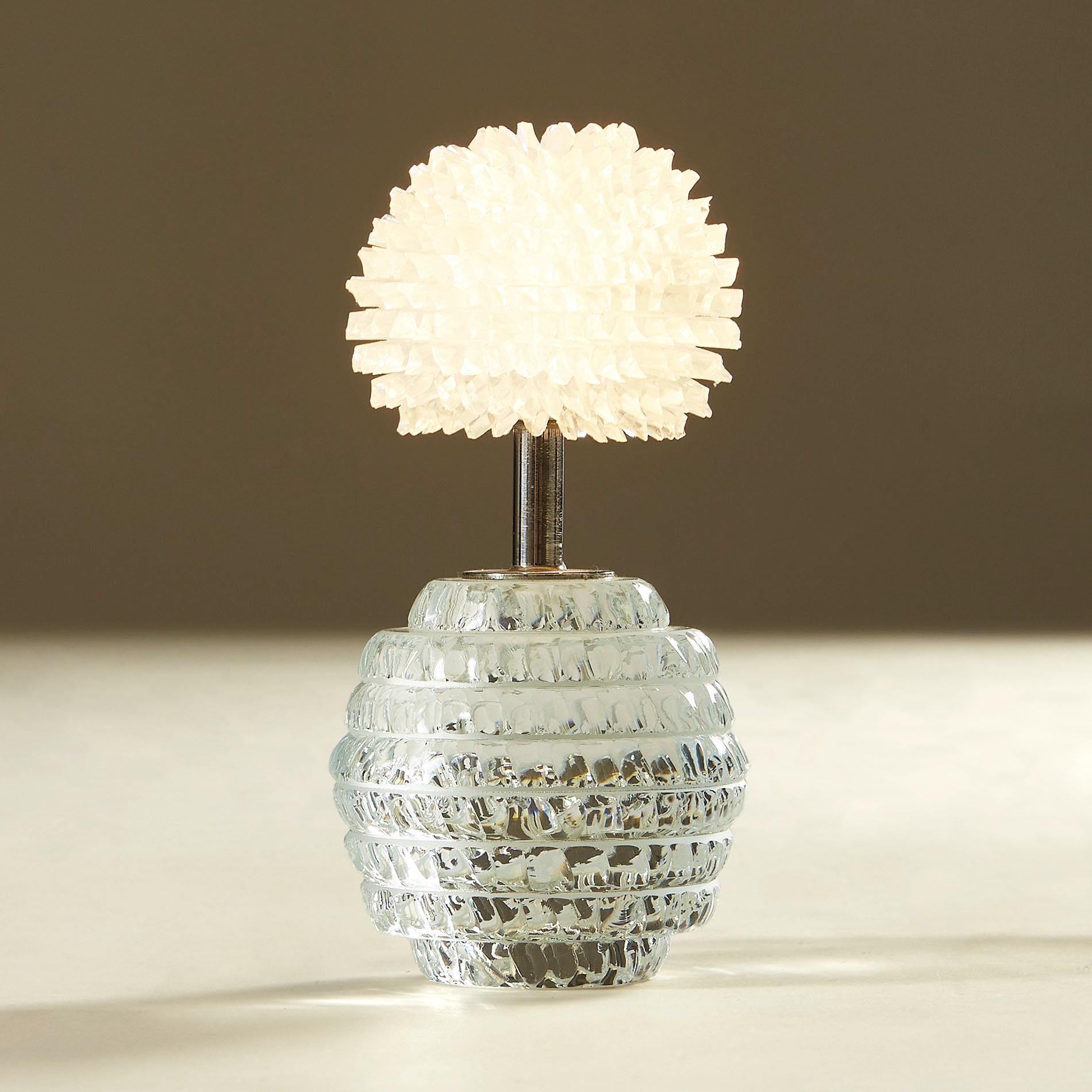 Crystal Pair of Cut-glass 'Dandelion' table lamps with glass crystal shade For Sale