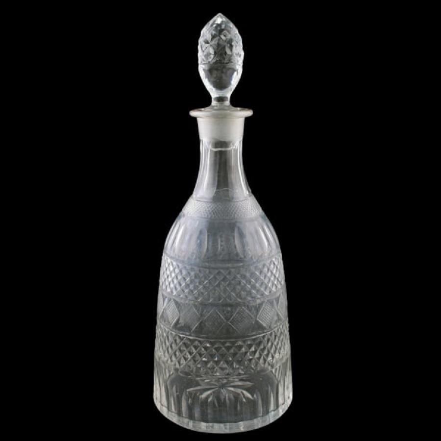 European Pair of Cut Glass Decanters, 19th Century For Sale