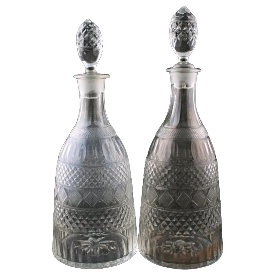 Pair of Cut Glass Decanters, 19th Century For Sale