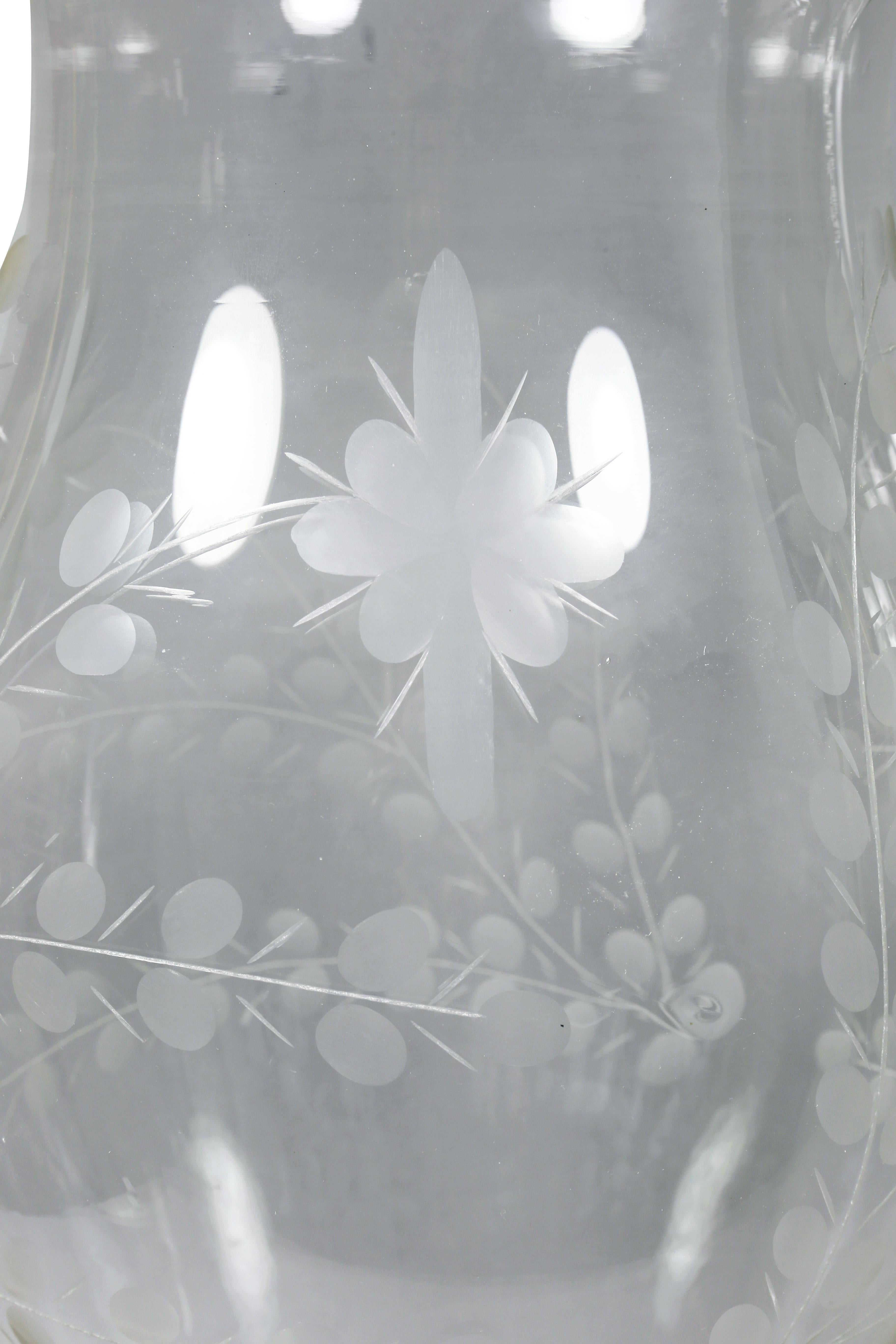 Each typical form. Floral engraved decoration.