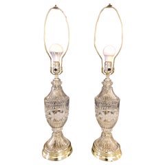 Pair of Cut Glass Lamps Having an Urn Form