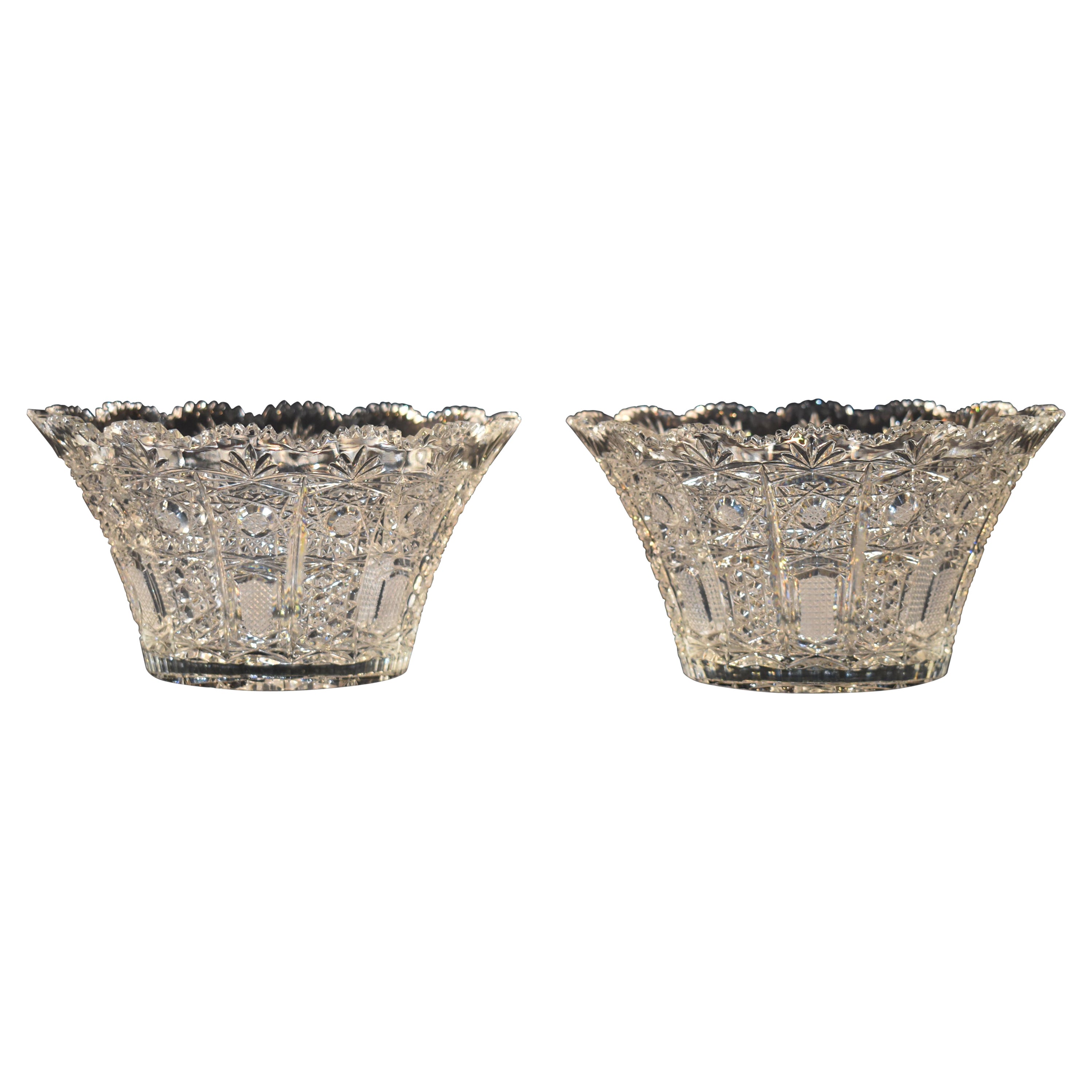 Pair of Cut Glass Serving Bowls from England