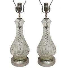 Pair of Cut-Glass Table Lamps
