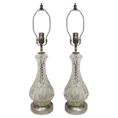 Pair of Cut-Glass Table Lamps