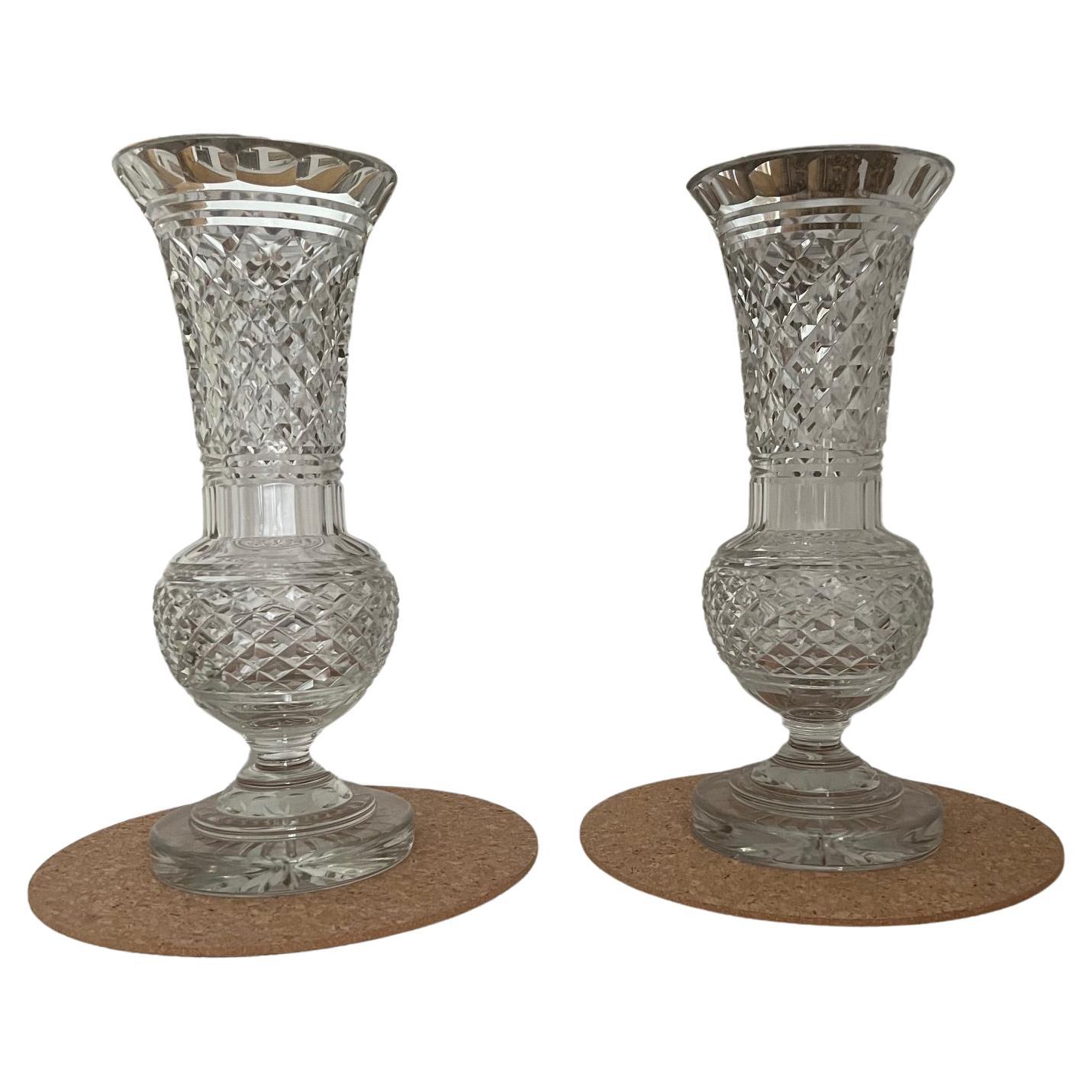 Pair Of Cut Glass Vases For Sale