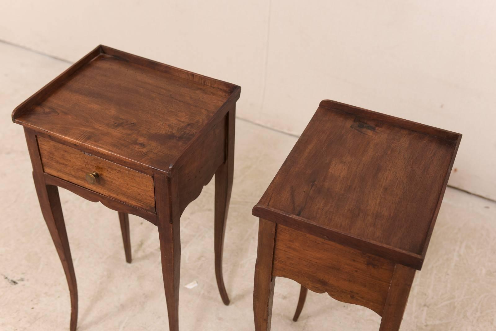 Pair of Cute-Sized French Side Tables with Drawer and Nice Long Cabriole Legs 2