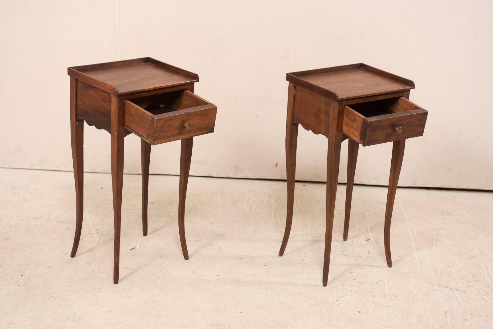 Pair of Cute-Sized French Side Tables with Drawer and Nice Long Cabriole Legs In Good Condition In Atlanta, GA