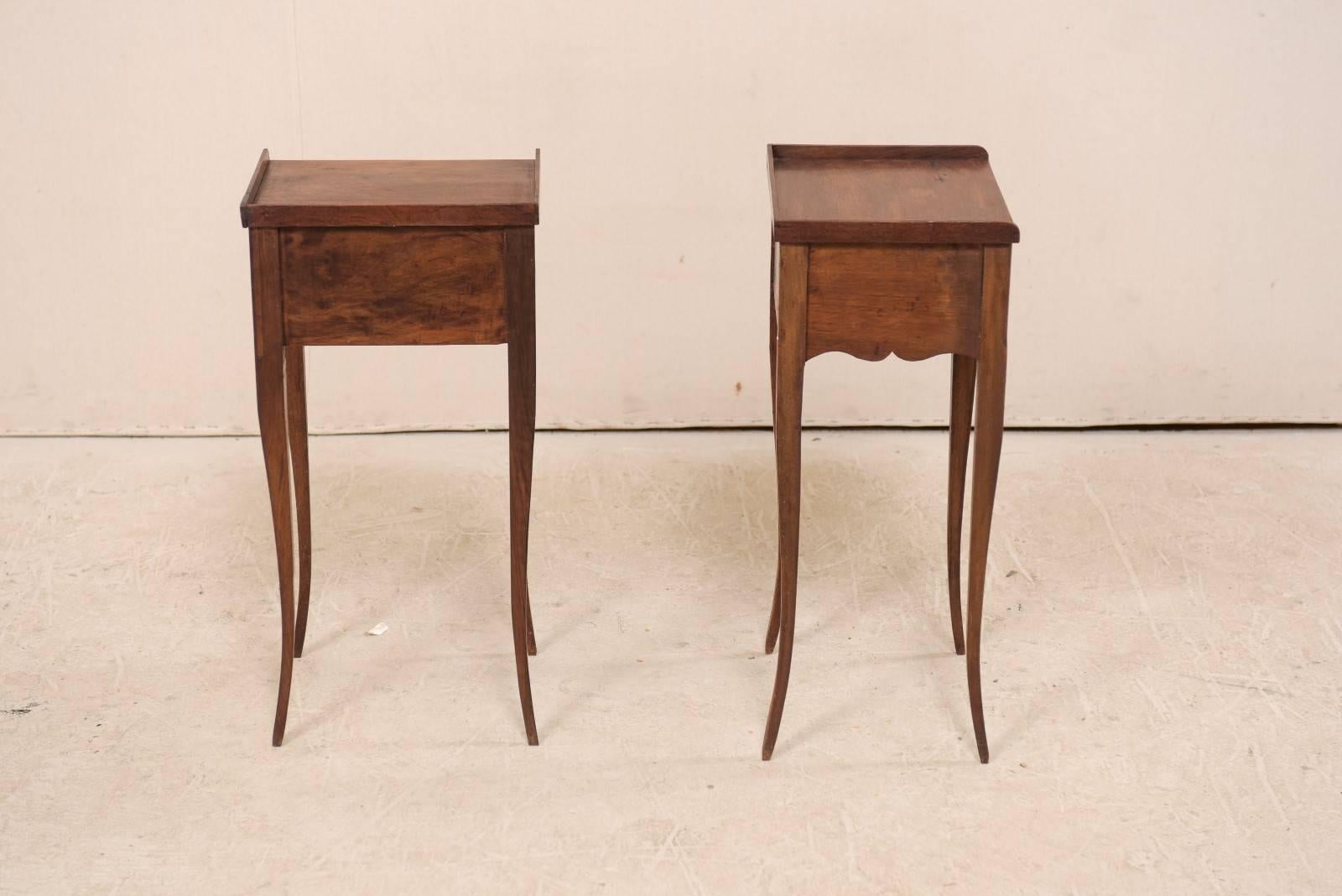 20th Century Pair of Cute-Sized French Side Tables with Drawer and Nice Long Cabriole Legs