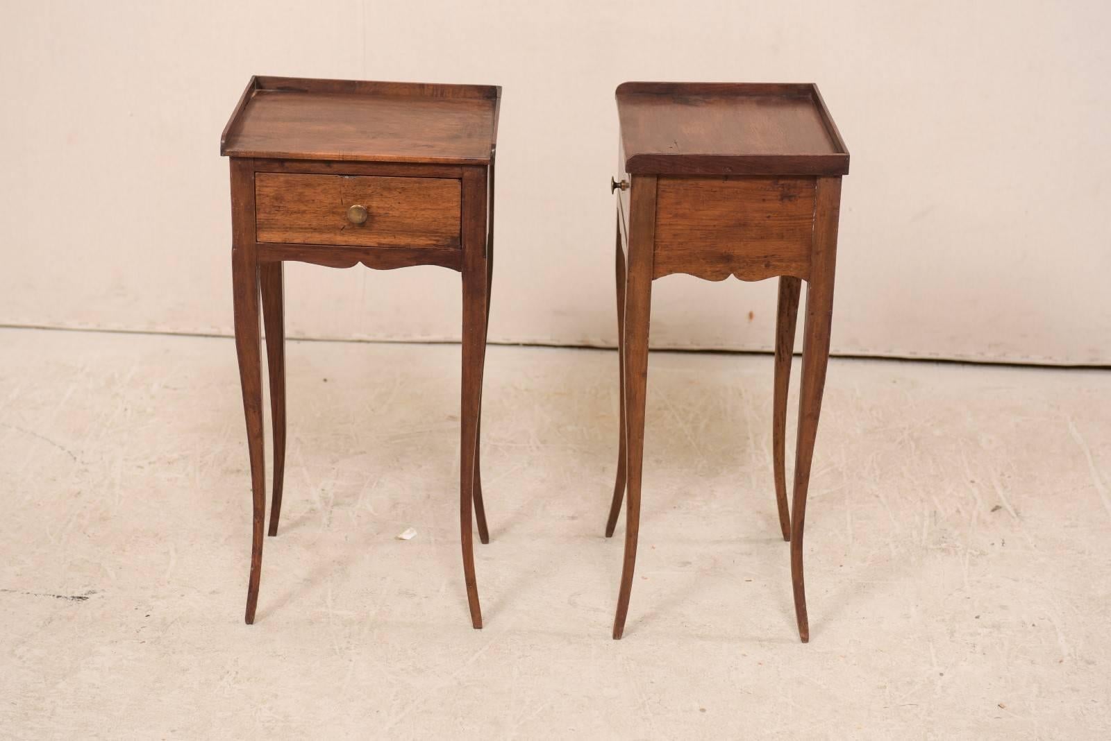 Pair of Cute-Sized French Side Tables with Drawer and Nice Long Cabriole Legs 1