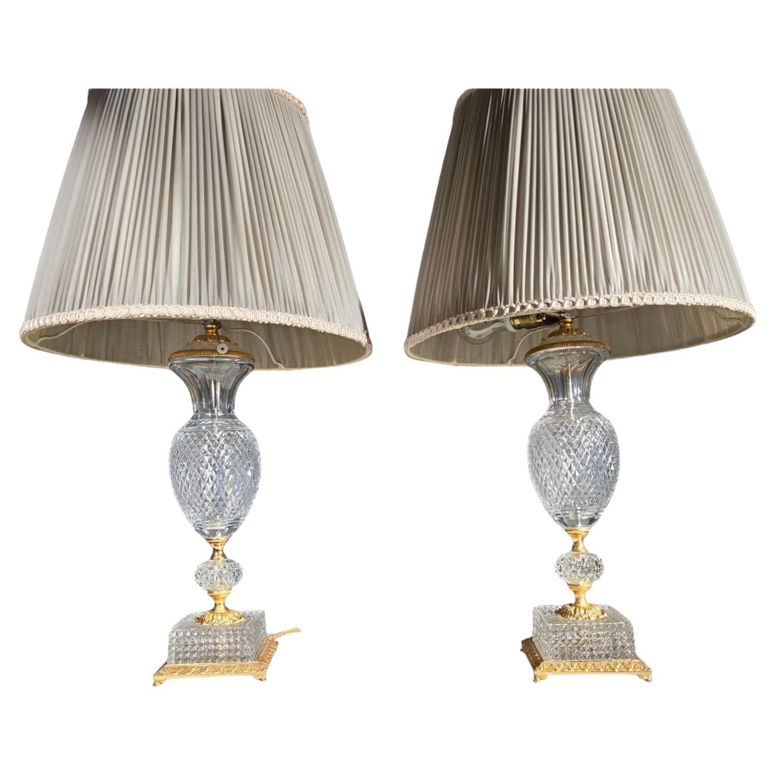 Pair Of CUTTED Glass Lamps From The 1920s