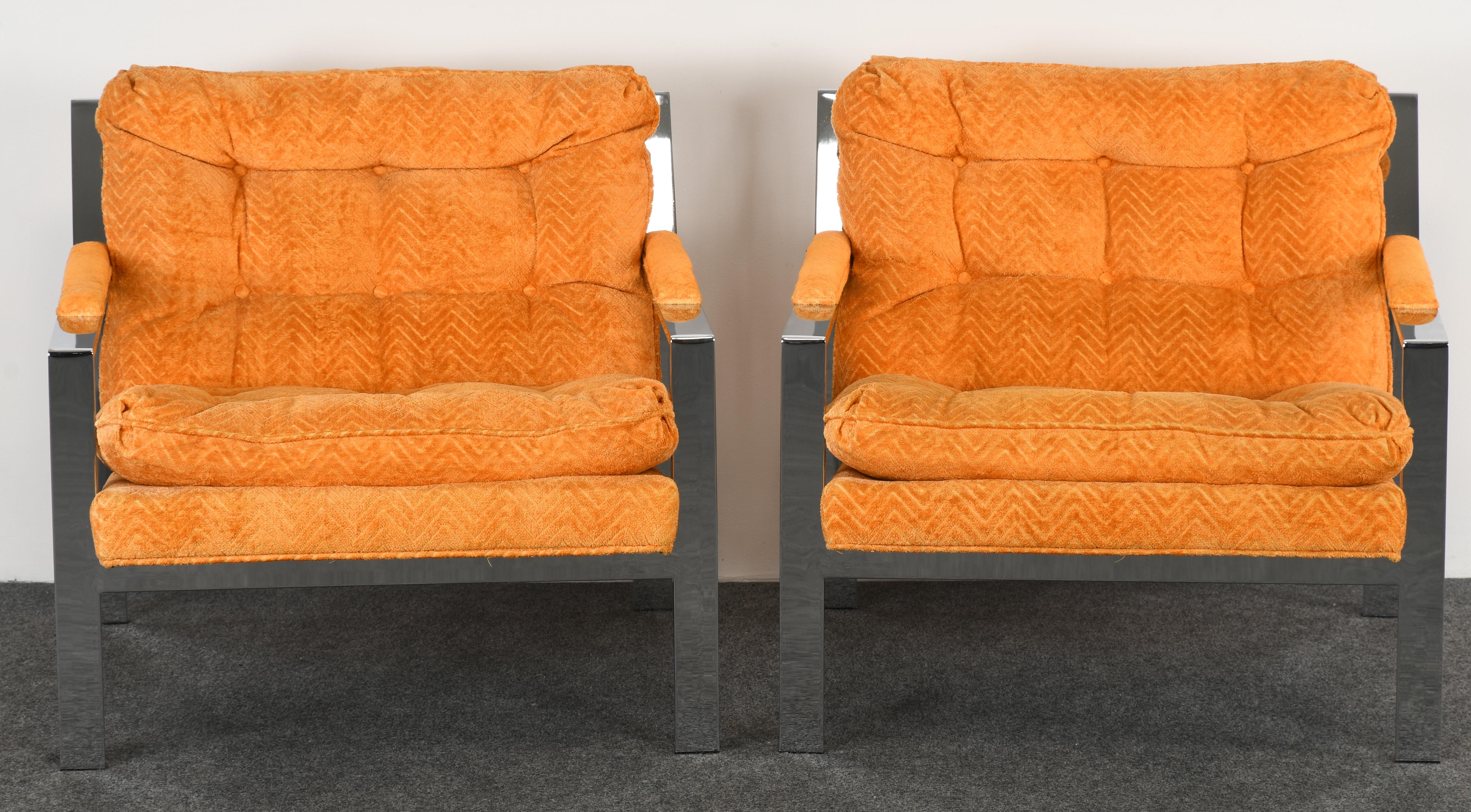 Mid-Century Modern Pair of Cy Mann Lounge Chairs, 1970s