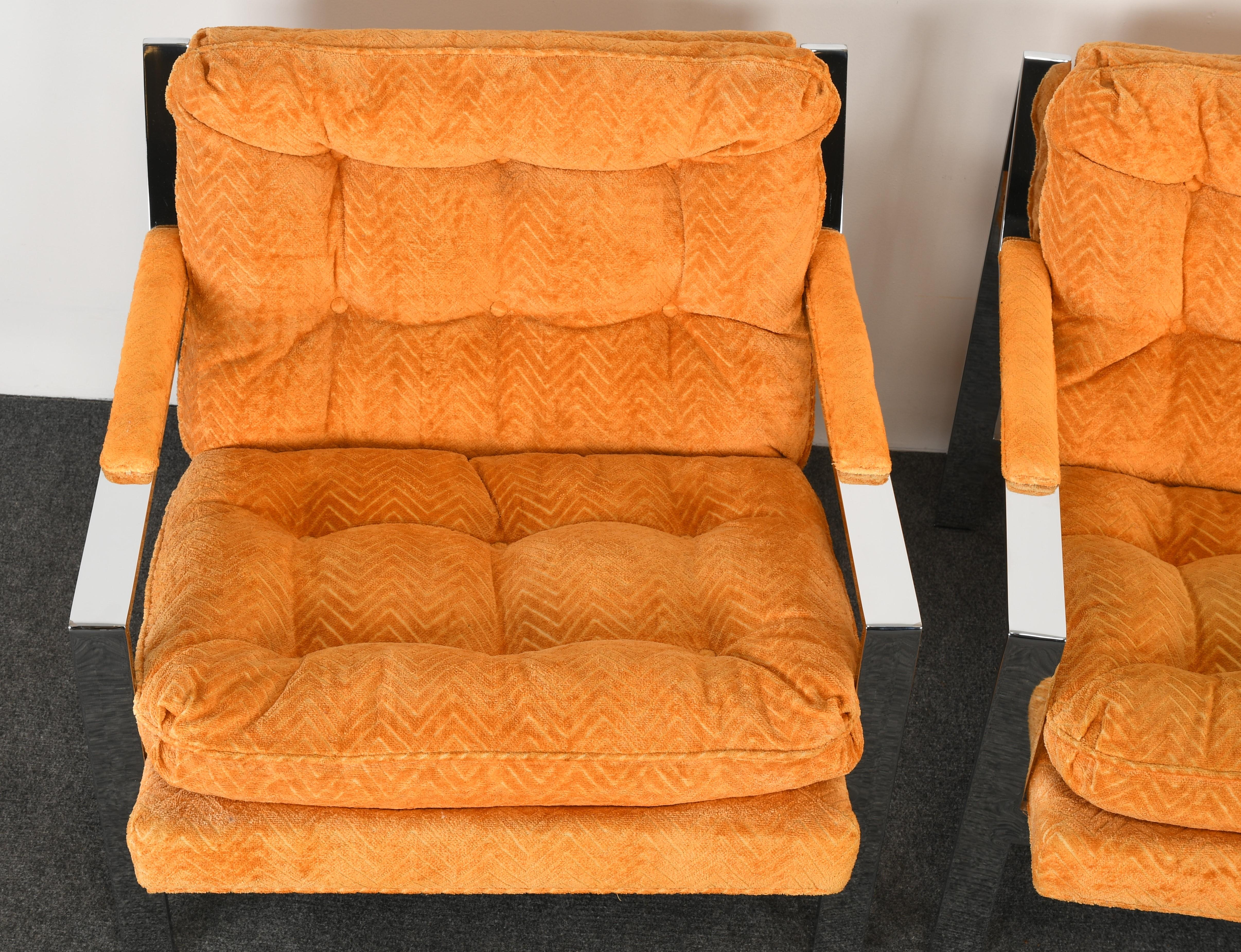 Upholstery Pair of Cy Mann Lounge Chairs, 1970s