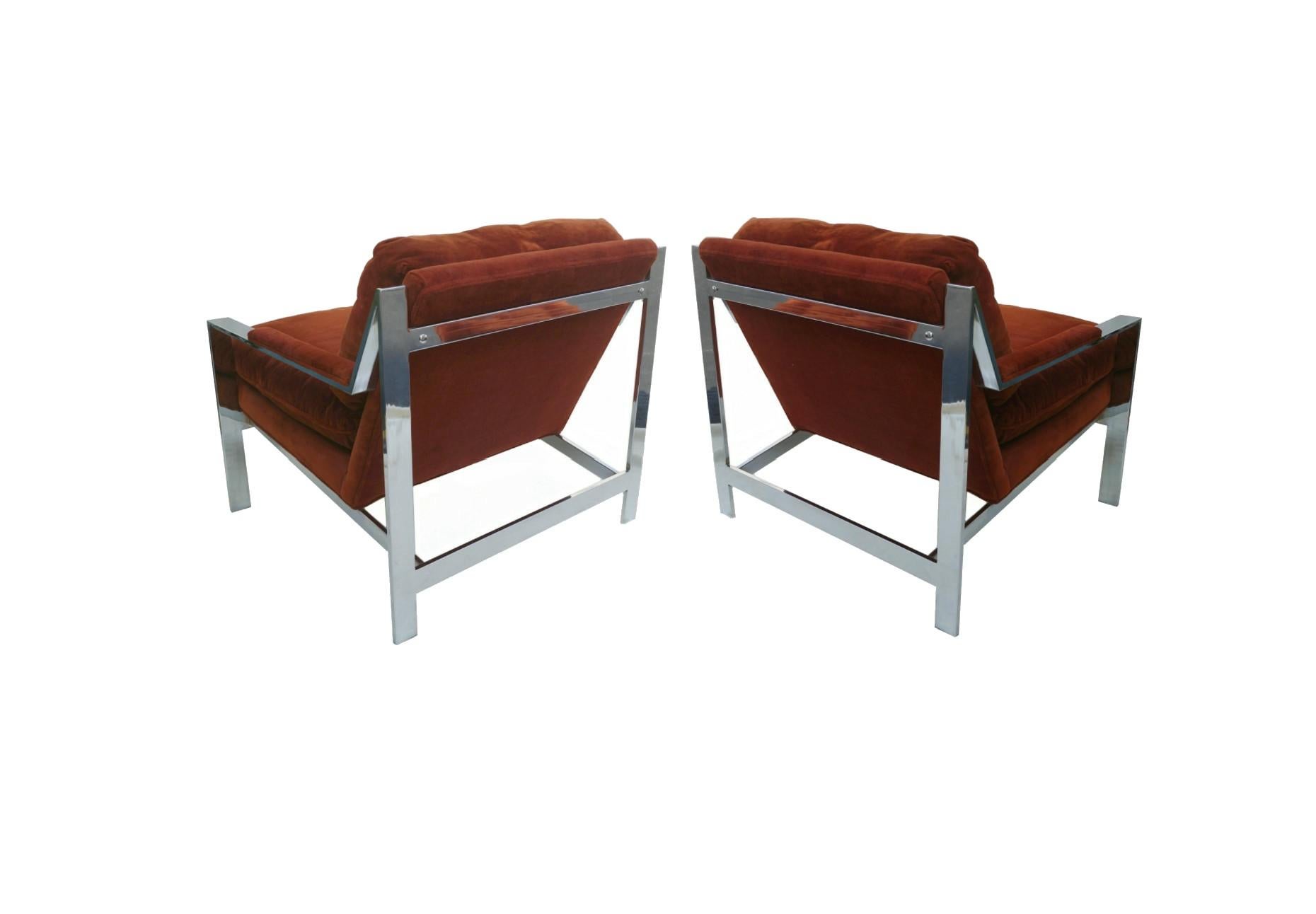 Pair of Cy Mann Mid-Century Modern Chrome Lounge Chairs 7