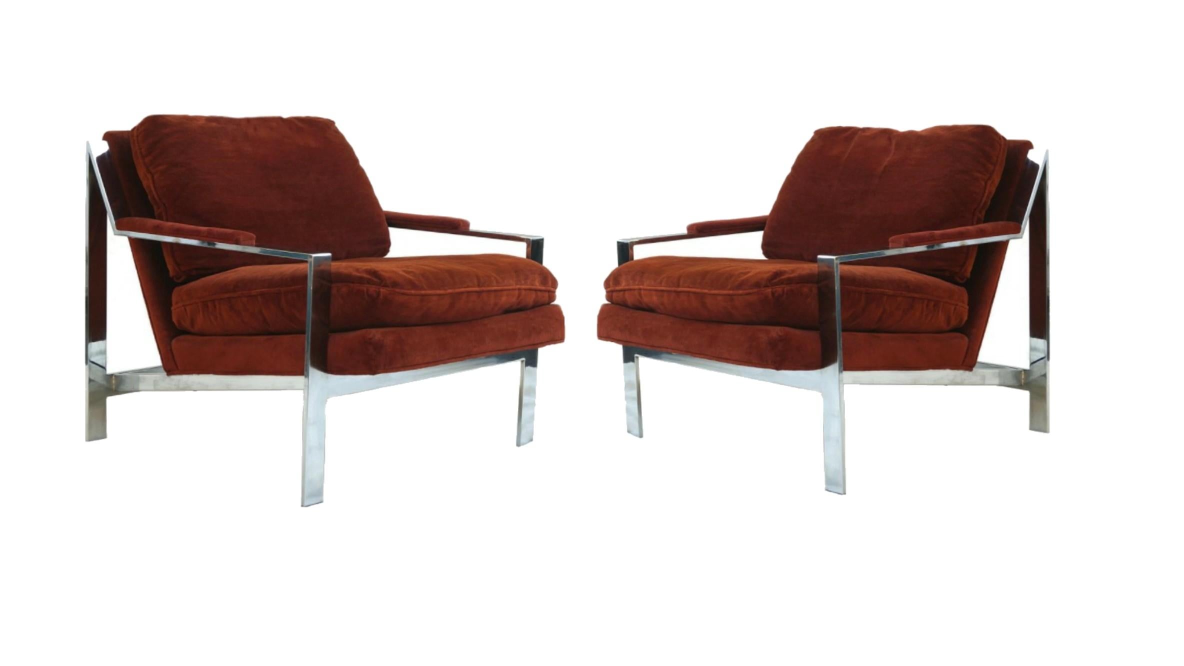 Pair of Cy Mann chrome lounge chairs.