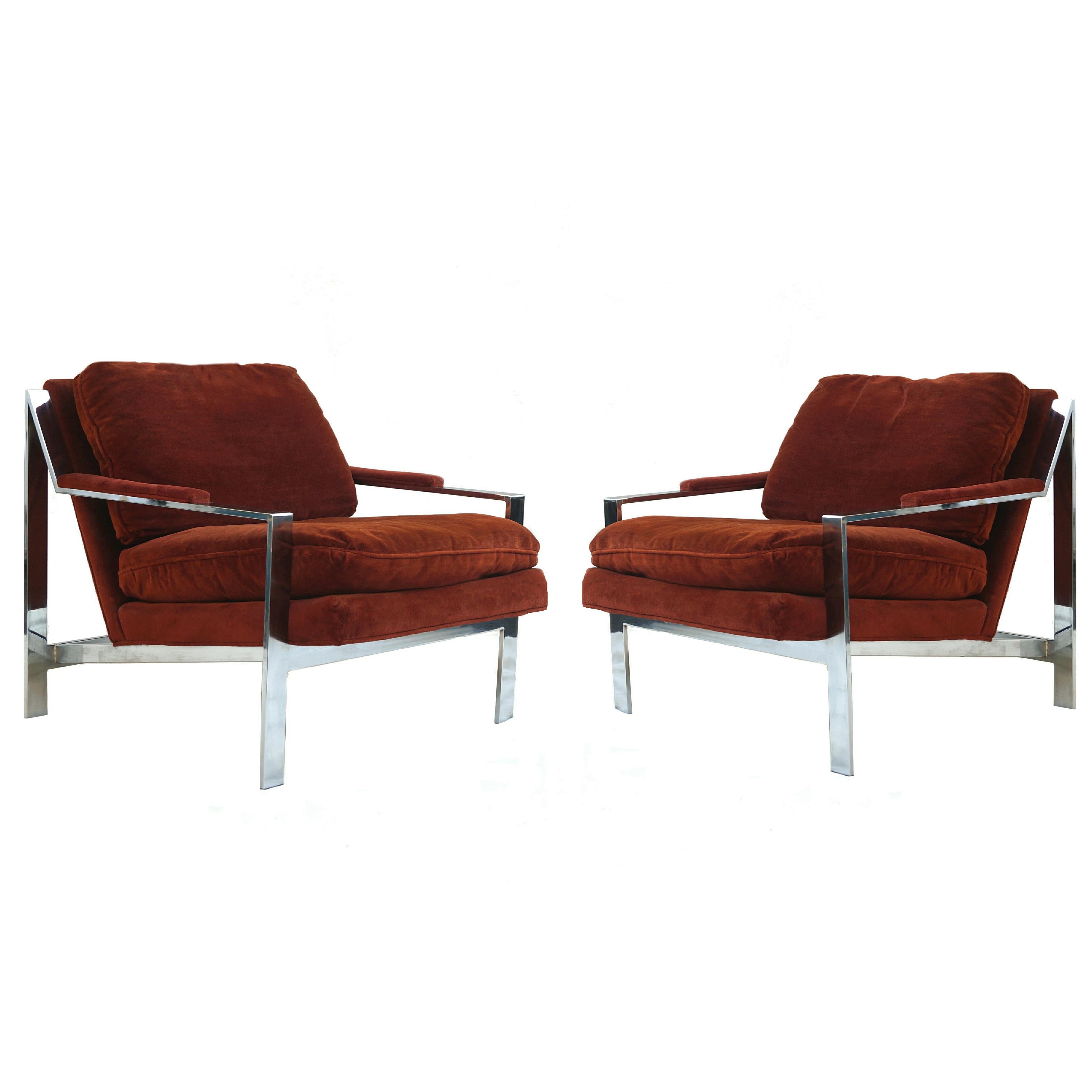 Pair of Cy Mann Mid-Century Modern Chrome Lounge Chairs