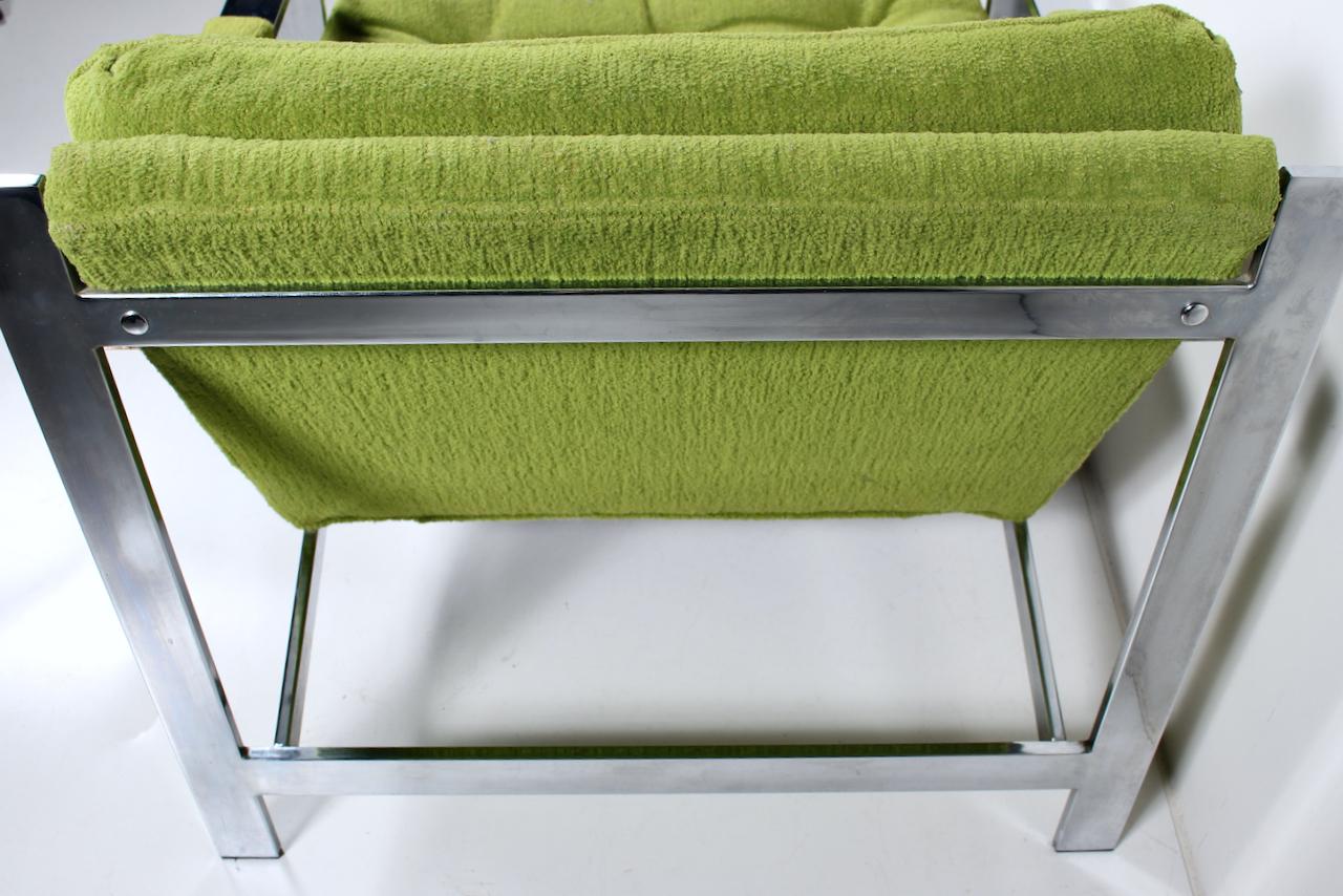 Pair of Cy Mann Chrome Lounge Chairs in Lime Green, C. 1970  For Sale 6