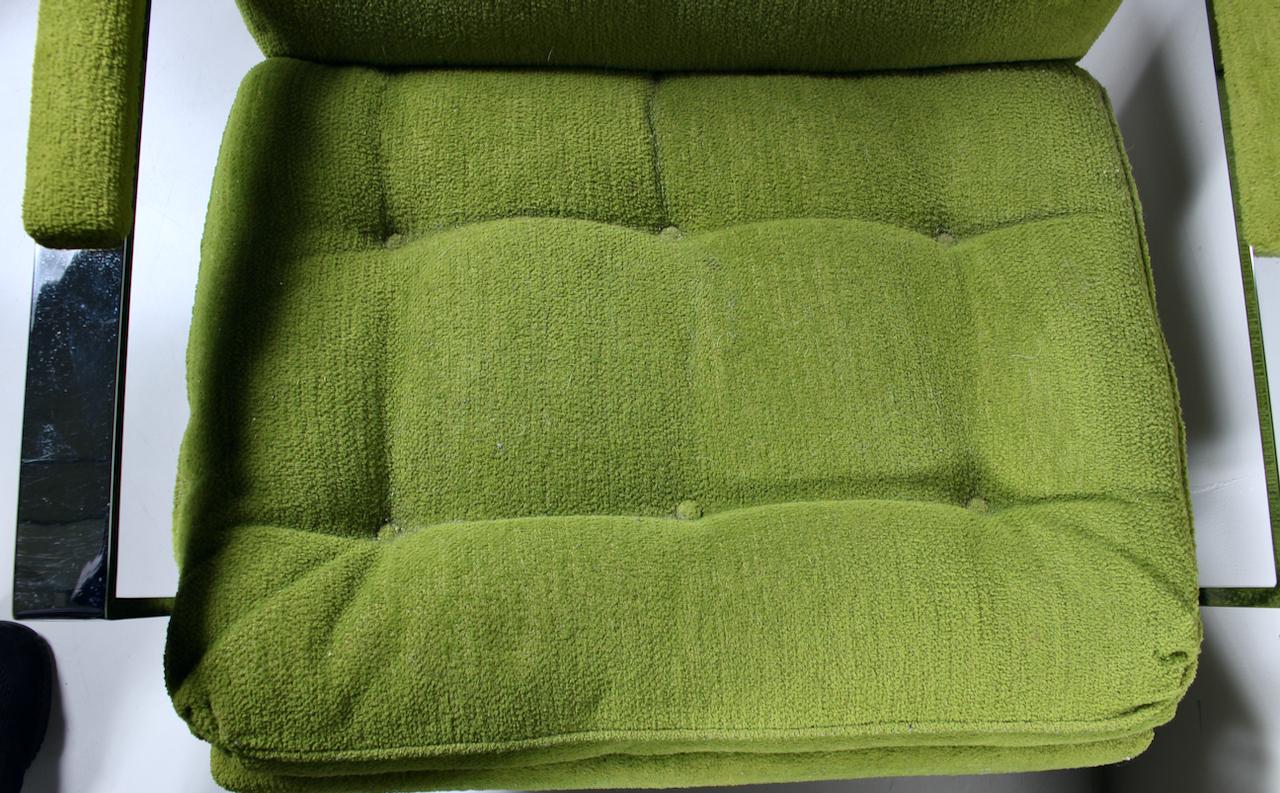 Paire de chaises longues chromées Cy Mann en vert citron, vers 1970  en vente 8