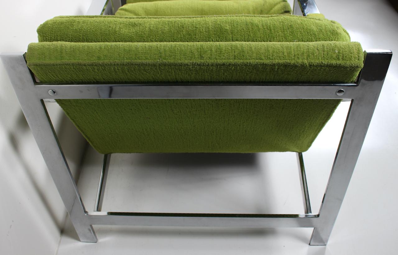 Pair of Cy Mann Chrome Lounge Chairs in Lime Green, C. 1970  For Sale 2