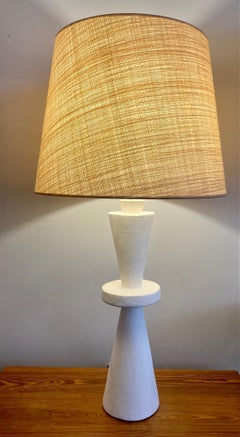 Pair of "Cyclade" Table Lamps in Stuccoed Plaster, Modern French Design
