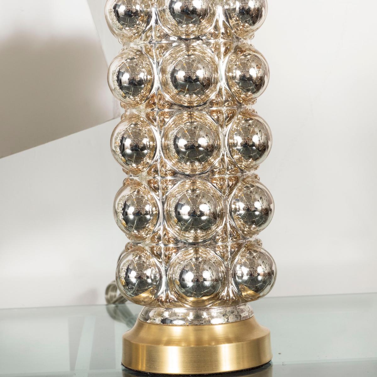 Paire de lampes cylindriques en verre mercuré en forme de bulles en vente 1