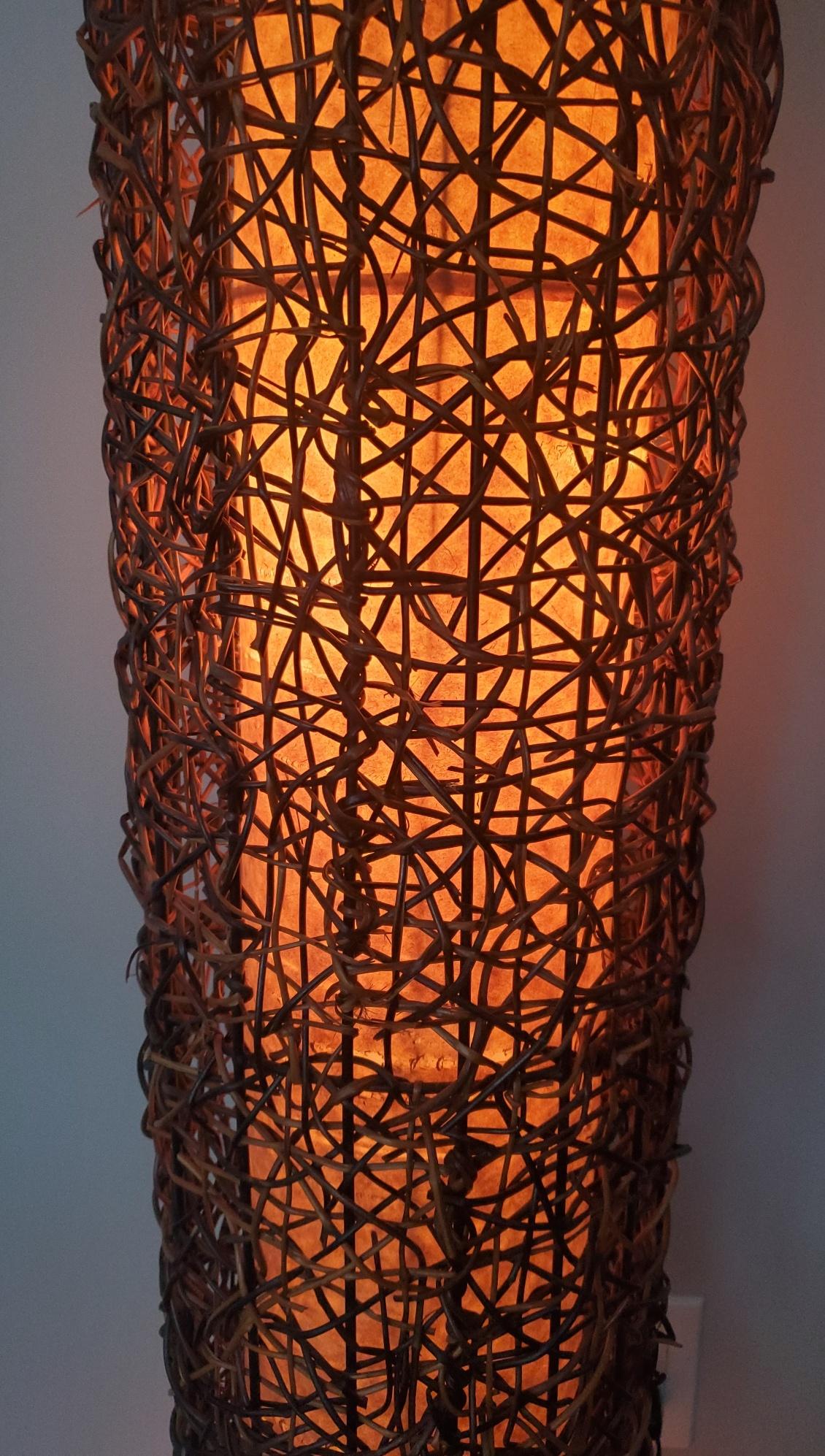 cylindrical rattan floor lamp