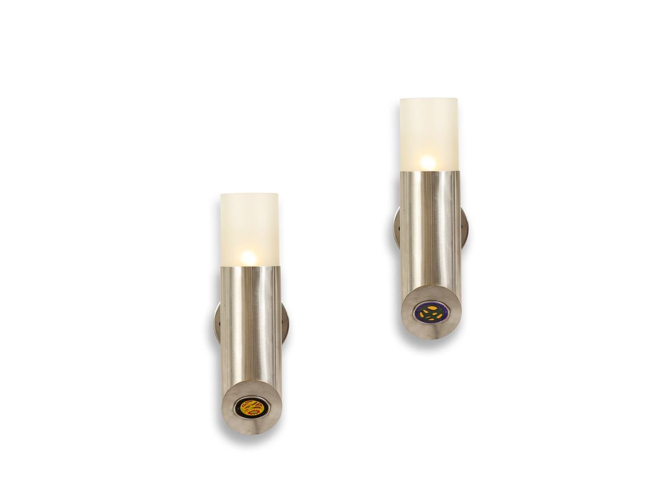 Mid-Century Modern Pair of Cylindrical Sconces by Angelo Lelii for Arredoluce For Sale