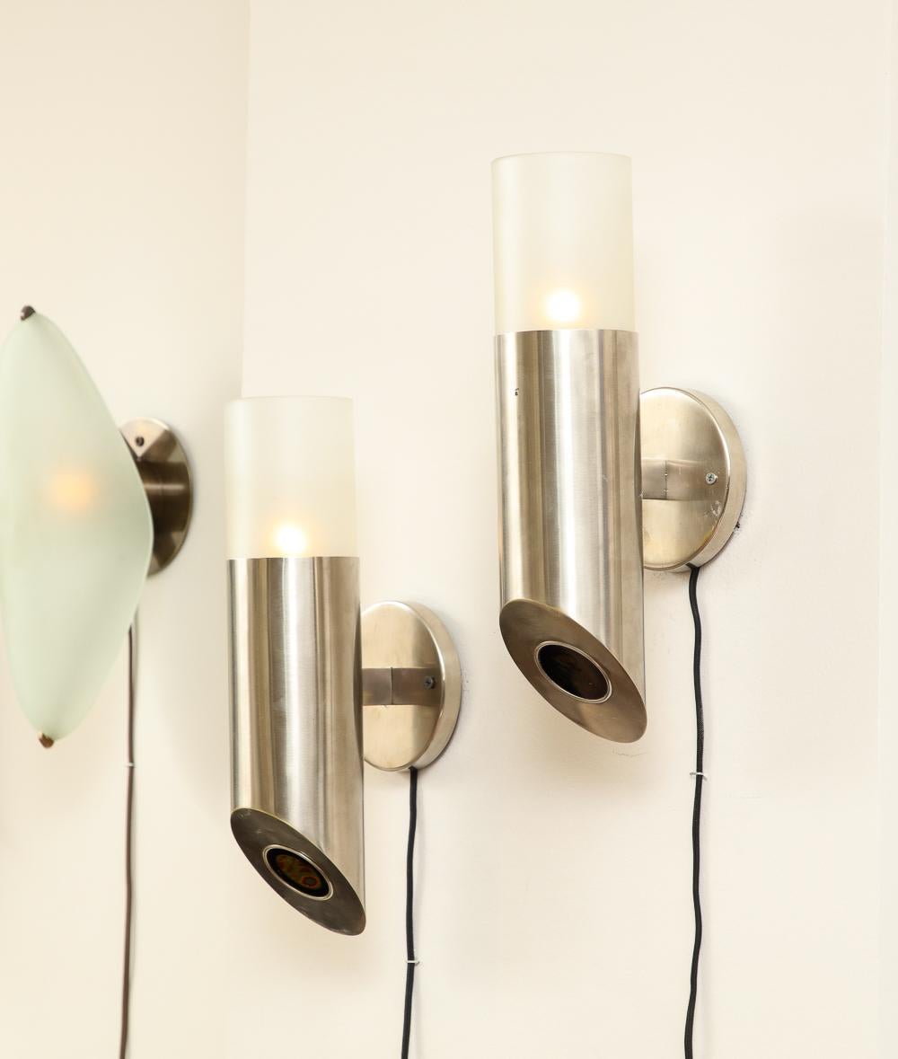 Hand-Crafted Pair of Cylindrical Sconces by Angelo Lelii for Arredoluce For Sale