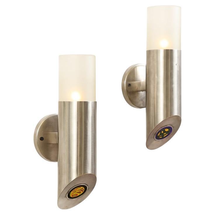 Pair of Cylindrical Sconces by Angelo Lelii for Arredoluce For Sale