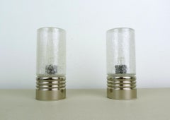Pair of Cylindrical Table Lamps with Bubble Glass, Germany, 1960s