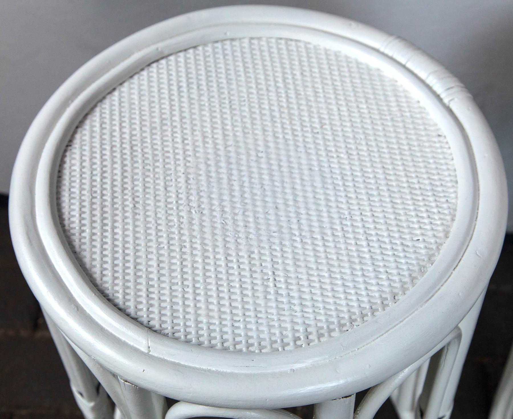 white rattan side table