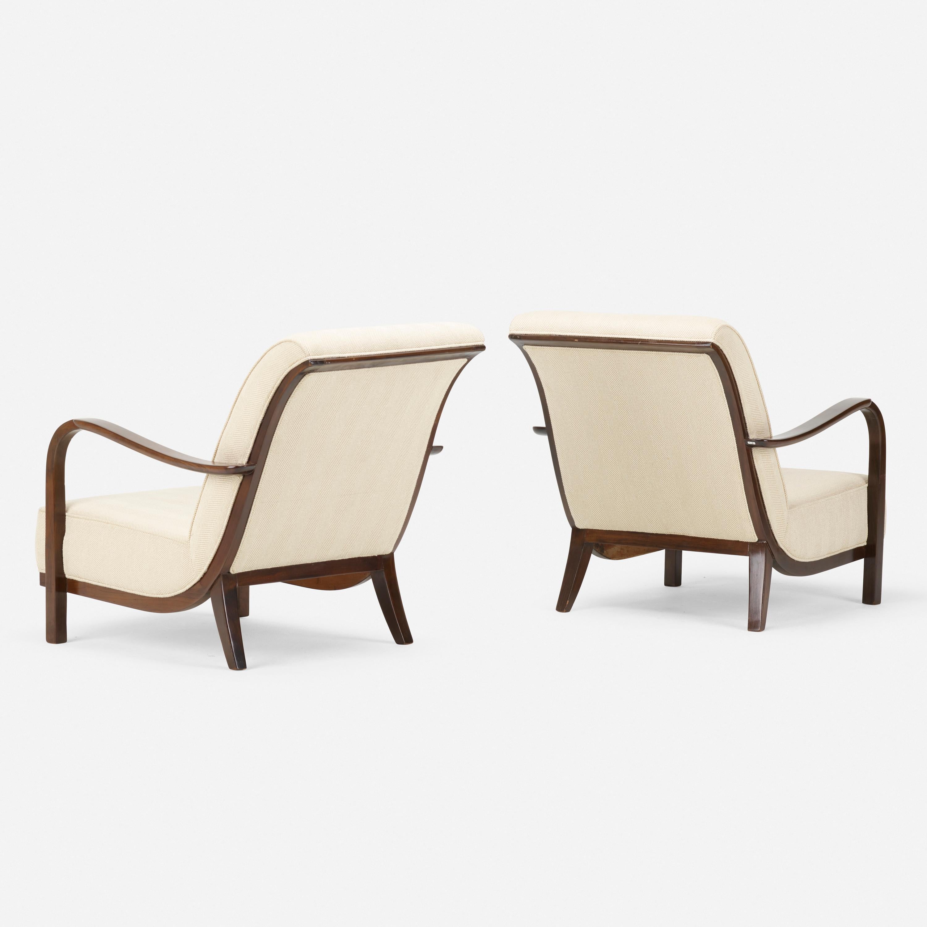 Pair of Cypress Lounge Chairs in the Manner of Halabala In Good Condition In Montreal, QC
