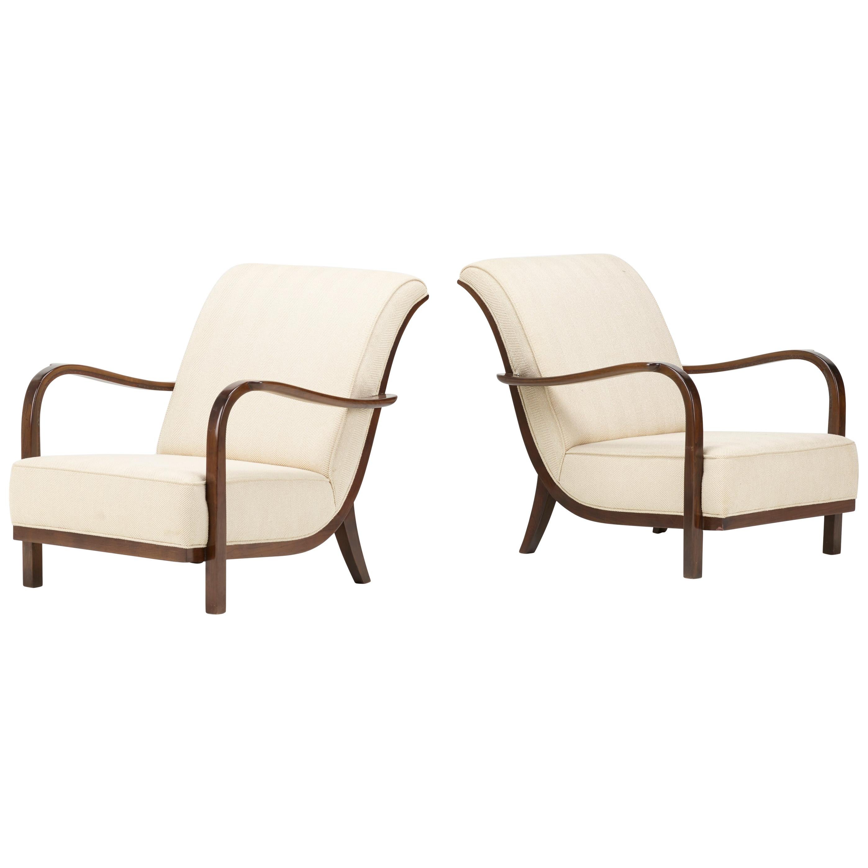 Pair of Cypress Lounge Chairs in the Manner of Halabala